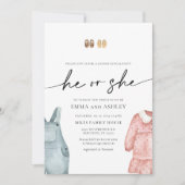 Hij of zij Clothes Gender Reopenbaart uitnodiging (Voorkant)
