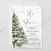 Hij of zij Evergreen Winter Gender Reveal Kaart (Voorkant)