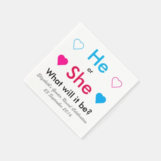 Hij of zij? Gender onthulling Papier Napkins Servet (Hoek)
