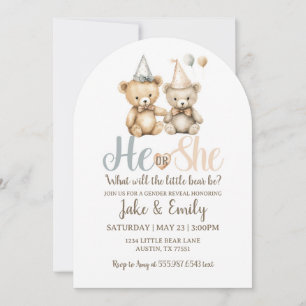 Hij of zij gender reveal Beer Dusty Blue Pink Kaart