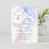 Hij of zij gender reveal zeemeermin Waterverf eleg Kaart (Staand voorkant)