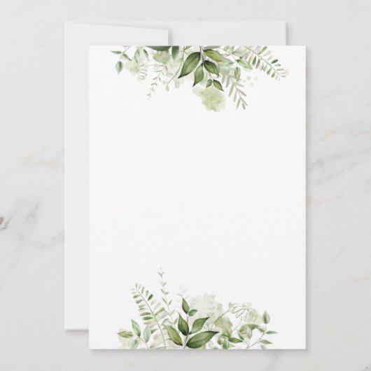 Hij of zij heeft een Greenery Letter Gender Reveal Kaart (Achterkant)