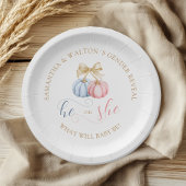 Hij of zij Herfst Pumpkin Gender Reveal Paper Bord