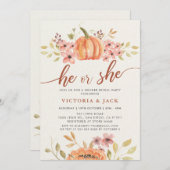 Hij of zij Herfst Pumpkin Rustic Boho Genderonthul Kaart (Voorkant / Achterkant)