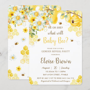 Hij of zij is een geel Floral Genderfeest  Kaart