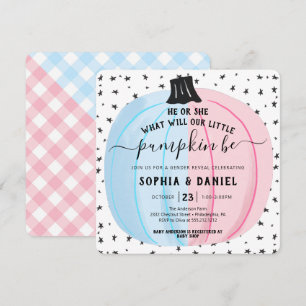 Hij of zij Kleine Pumpkin Gender onthullen Hallowe Kaart