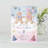 Hij of zij koekt Gingerbread Gender Reveal Kaart (Staand voorkant)