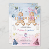 Hij of zij koekt Gingerbread Gender Reveal Kaart (Voorkant / Achterkant)