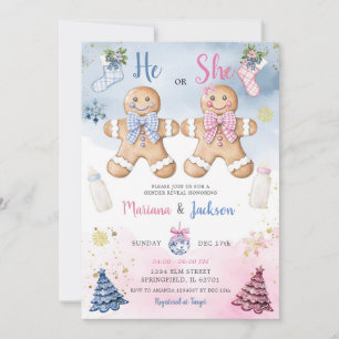 Hij of zij koekt Gingerbread Gender Reveal Kaart