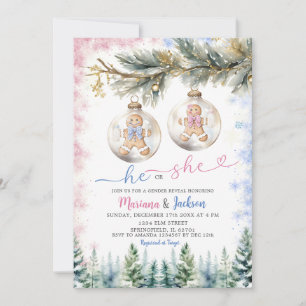 Hij of zij koekt kerstversiering geslachtsonthulli kaart