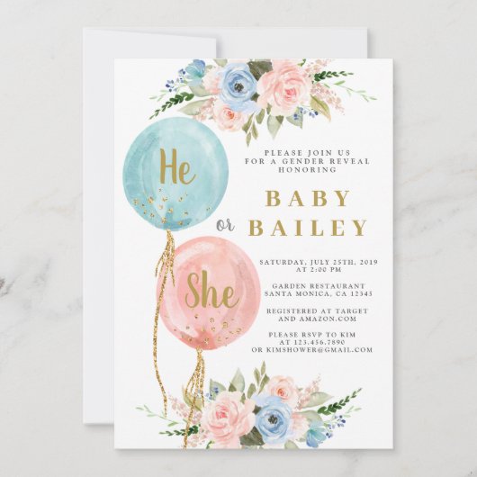 Hij of zij nodigt uit tot genderonthulling kaart (Voorkant)