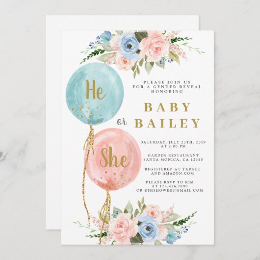 Hij of zij nodigt uit tot genderonthulling kaart (Voorkant / Achterkant)