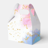 Hij of zij oh roze en blauw goudglitter bedankdoosjes (Achterkant)