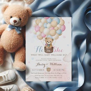 Hij of zij onthult Beer ballon Baby shower Kaart