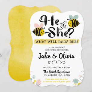 Hij of zij onthult het geslacht Bee Baby Bumblebee Kaart