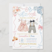 Hij of zij onthult het geslacht van de babykleding kaart (Voorkant)