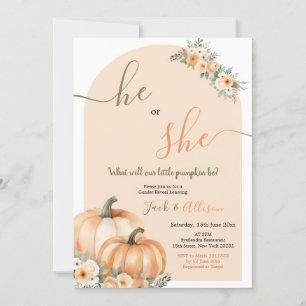 Hij of zij Oranje pompoen Herfst Floral Gender Rev Kaart