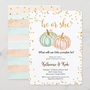 Hij of zij Pastel Pumpkin Gender Reveal Kaart