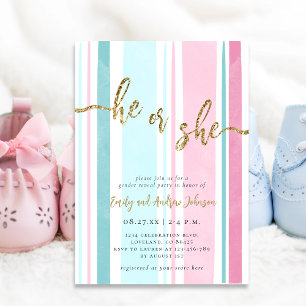 Hij of Zij Pink and Blue Gender Reveal Kaart