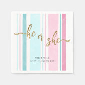 Hij of Zij Pink and Blue Gender Reveal Servet (Voorkant)