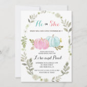 Hij of zij Pink Blue Pumpkins Genderonthulling Kaart (Voorkant)