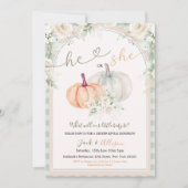 Hij of zij Pumpkin Sage Green Gingham Genderonthul Kaart (Voorkant)