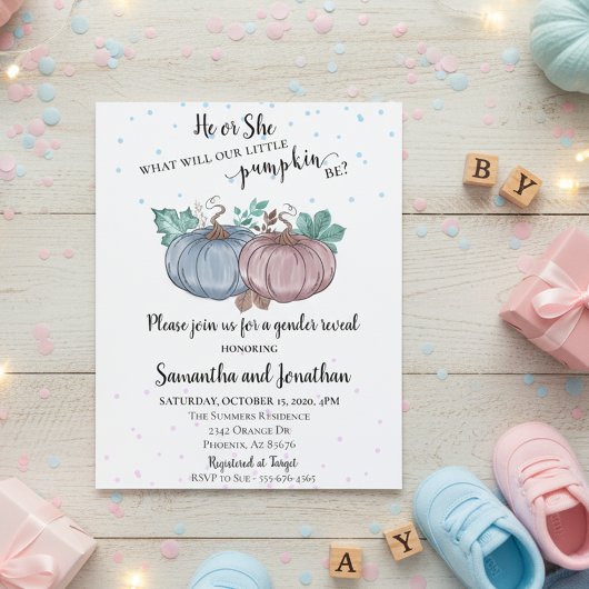 Hij of zij roze blauw pomkin Gender Reopenbaart he Flyer