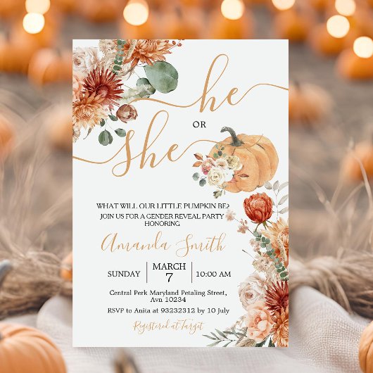 Hij of zij Rustic Floral Herfst Gender Reveal Part Kaart