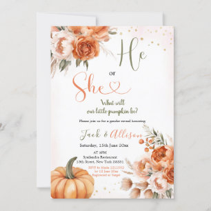 Hij of zij Rustieke Herfst Bloemenpompoen Gender R Kaart
