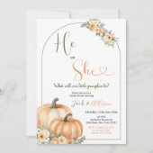 Hij of zij Rustieke Oranje Pompoen Herfst Gender R Kaart (Voorkant)