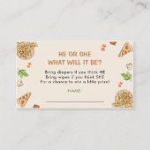 Hij of zij slice Baby pizza Baby shower Informatiekaartje (Voorkant)