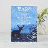 Hij of zij Snowflake Winter Wonderland Baby shower Kaart (Staand voorkant)