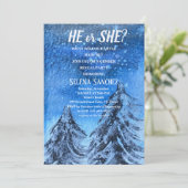 Hij of zij Snowflake Winter Wonderland Baby shower Kaart (Staand voorkant)