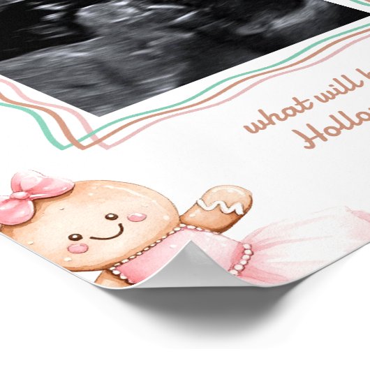 Hij of zij sonogram peperkoek geslachtsopenbaring poster (Hoek)