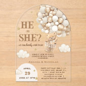 Hij of zij Teddy Bear Geslacht Onthullen Acryl Uitnodigingen (Voorkant)