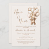 Hij of zij teddybeer met ballonnen Gender Reveal I Kaart (Voorkant / Achterkant)