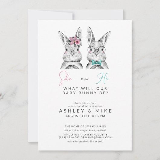 Hij of zij wat Baby zal zijn, onthullen Bunny Kaart (Voorkant)