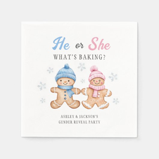 Hij of zij wat bakt peperkoek geslacht onthullen servet (Voorkant)