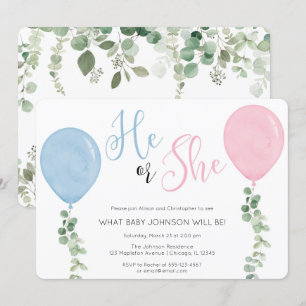 Hij of zij Waterverf Ballonsekse onthult feest Kaart