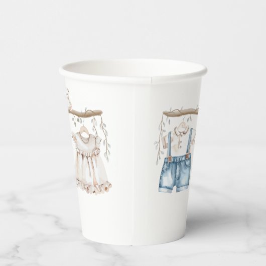 Hij of zij Waterverf kleren Gender onthullen Papieren Bekers (Rechts)