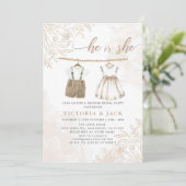 Hij of zij Wildflower Baby kleding Geslacht onthul Kaart (Staand voorkant)