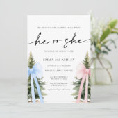 Hij of zij Winter Geslacht Onthulling Uitnodiging (Staand voorkant)