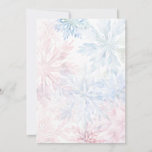 Hij of zij Winter Pink Blue Snowflake Gender Party Kaart (Achterkant)