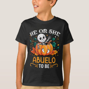 Hij of zij wordt Abuelo Halloween skelet baby onth T-shirt
