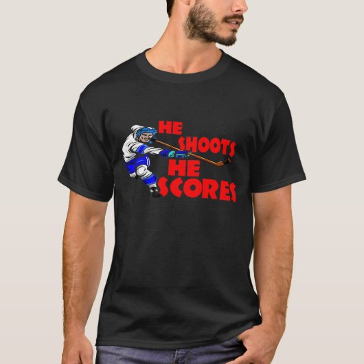 Hij schiet op en scoort. t-shirt (Voorkant)