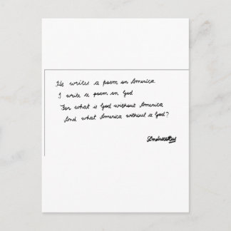 Hij schrijft een gedicht over Amerika Briefkaart