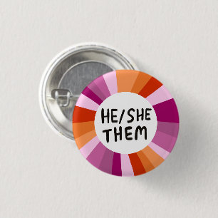 HIJ/SHE/THEM Pronounge Colorful Circle Lesbian Pri Ronde Button 3,2 Cm