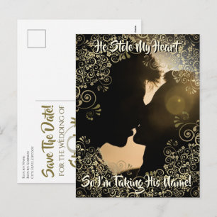 Hij Staal Mijn Hart Trouwkaart Save the Date Kaart