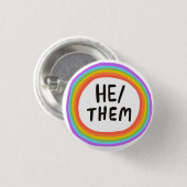 HIJ/THEM Pronouns Rainbow Circle Button (Voorkant /achterkant)