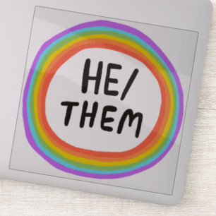 HIJ/THEM zet Rainbow Circle Handlettering af Sticker